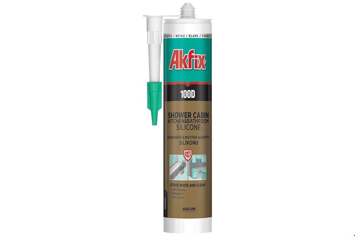 Akfix 100D Duşakabin Silikonu Beyaz 280 ml