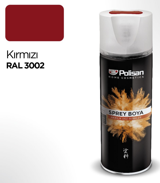 Polisan Akrilik Kırmızı Sprey Boya 400 ml Ral 3002