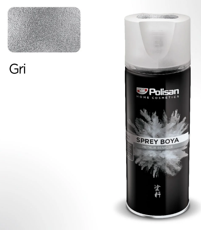 Polisan Metalik Gri Sprey Boya 400 ml