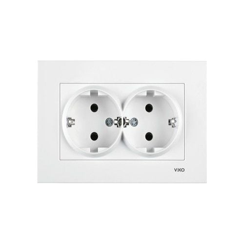 VİKO KARRE 2 Lİ TOPRAKLI PRİZ SIVA ALTI BEYAZ (ÇERÇEVESİZ)