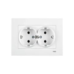 VİKO KARRE 2 Lİ TOPRAKLI PRİZ SIVA ALTI BEYAZ (ÇERÇEVESİZ)