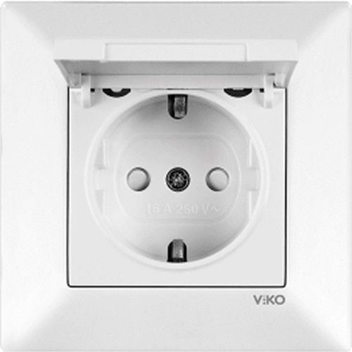 VİKO KARRE KAPAKLI ÇOCUK KORUMALI PRİZ SIVA ALTI BEYAZ (ÇERÇEVESİZ)